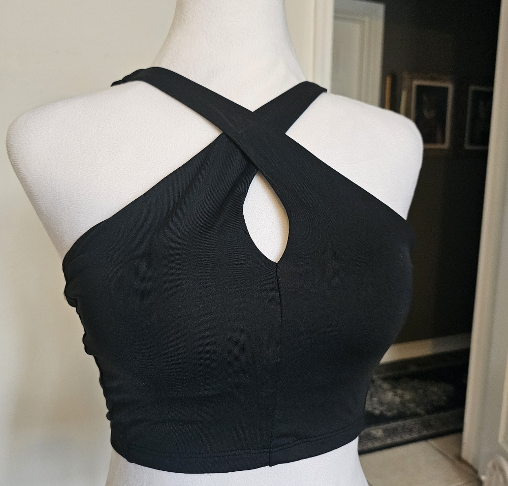 Athleta Black Crisscross Halter Top Size XS - Picture 4 of 9